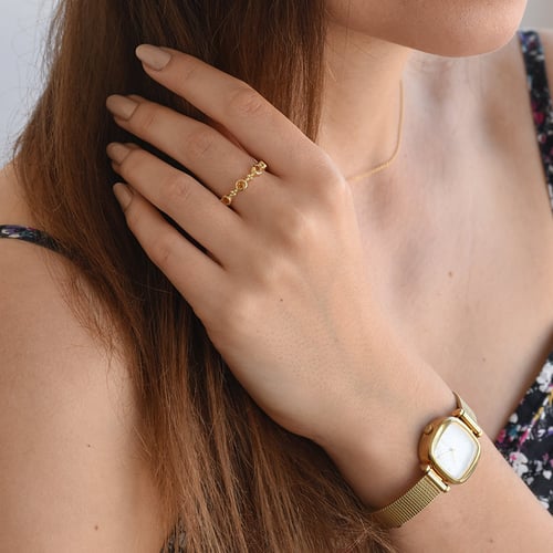 Vergoldeter Silber-Ring mit Citrin 3/4 besetzt Joslyn