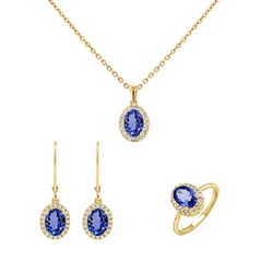 Schmuck Set mit Tansanit und Diamanten Bizot