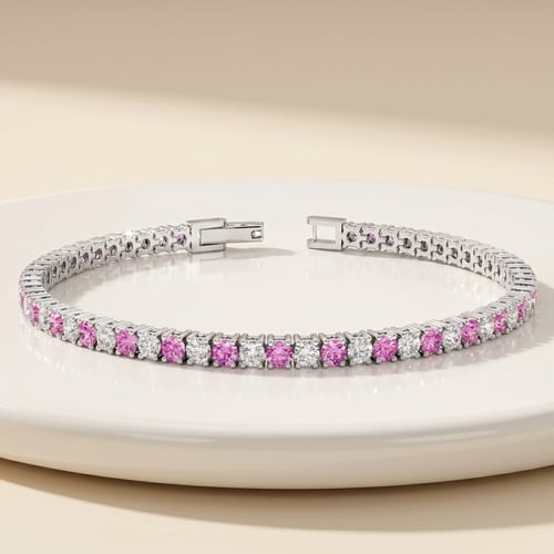 Elegantes silbernes Armband mit Saphir und Zirkonia Pamela