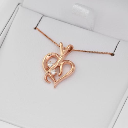 Goldenes Herz mit Diamanten in Anhänger Lynelle