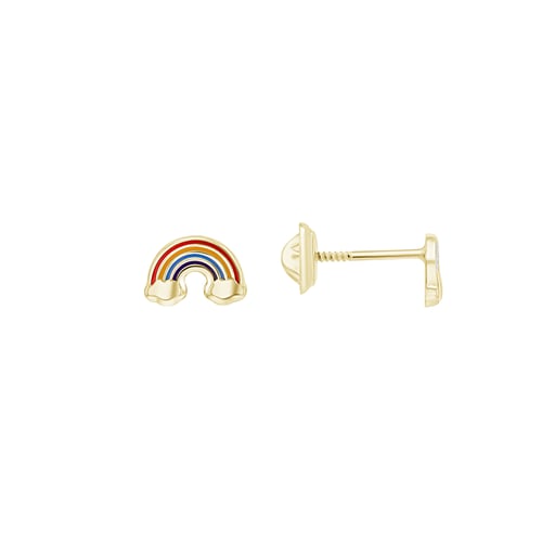 Goldene Kinder-Ohrringe in Regenbogenform Marigold