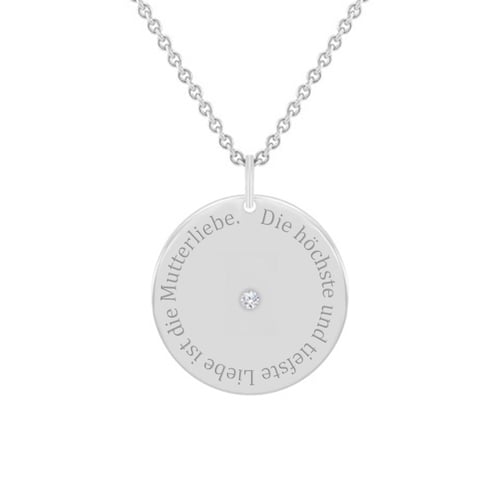 Silberner Anhänger mit Zitat und Diamant Janet