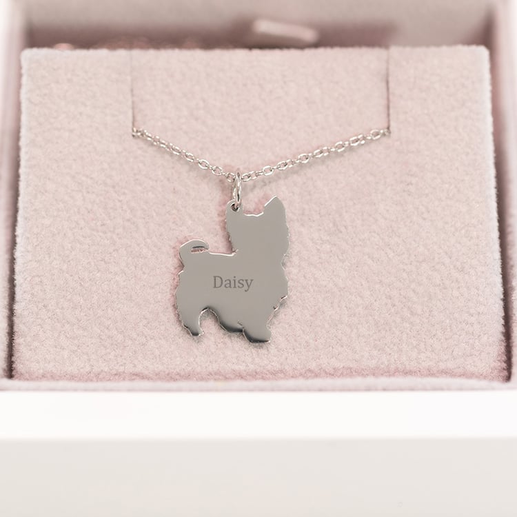 Silberner Anhänger in Form eines Hundes mit Gravur Yorkshire 98940