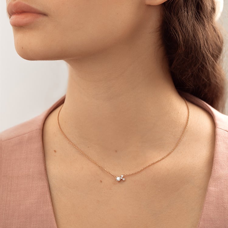 Silberne Cluster Kette mit Moissanit und Lab Grown Diamanten Millie 153110