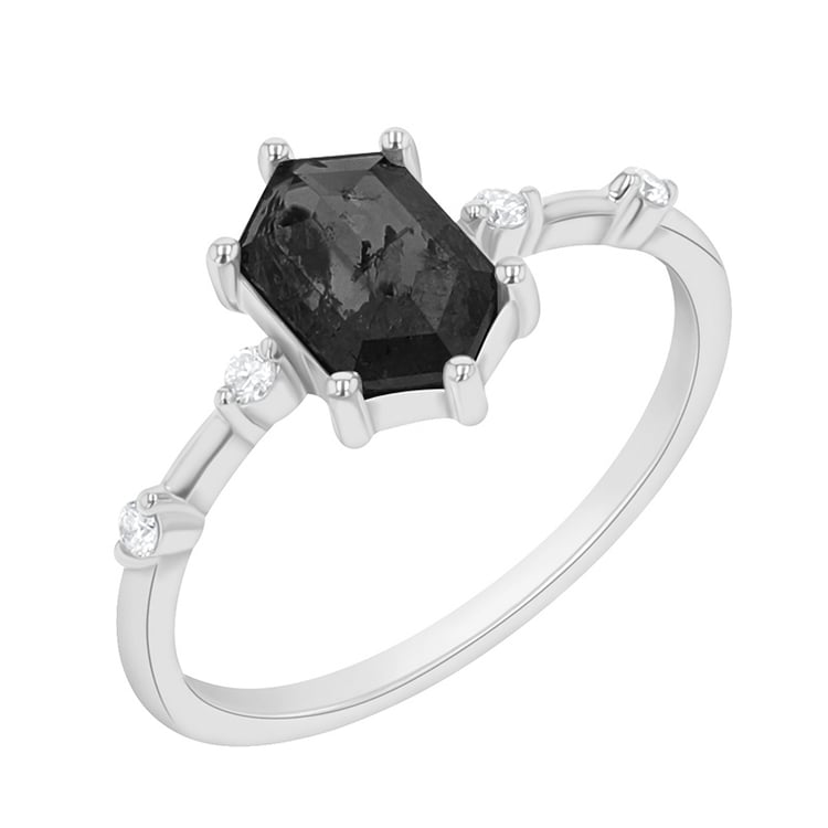 Ring mit einem schwarzen Salt and Pepper Diamant Justine