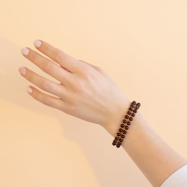 Silbernes Armband mit Bernsteinen in Dunkelrot Milenia 101117