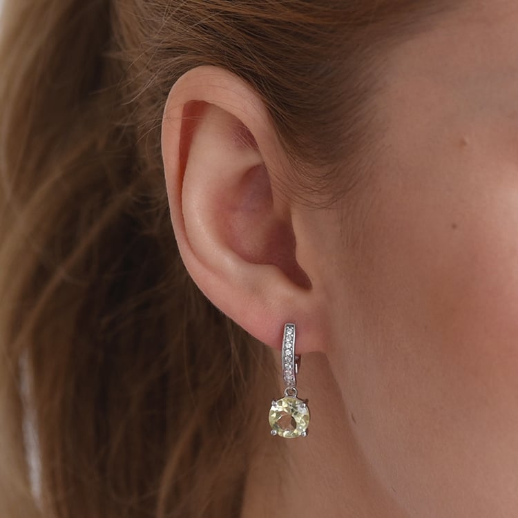 Dezente Silber-Ohrhänger mit Zitronentopas und Zirkonia Claret 60167