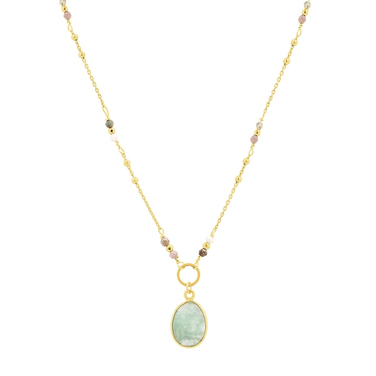 Vergoldete Kette aus Silber mit Smaragd-Perlen und einem Anhänger Atiana