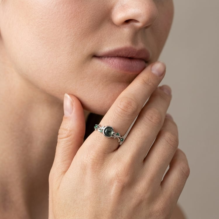 Bezaubernder Ring mit Moosachat Nikoleta 170486