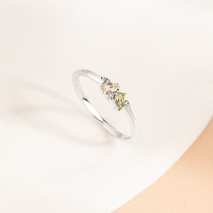 Silbernes Set aus Cluster-Schmuck mit Topasen, Quarz und Olivinen June