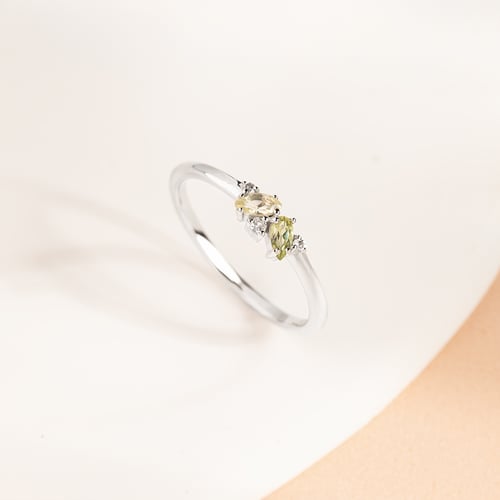 Silbernes Schmuckset aus Cluster-Schmuck mit Topasen, Quarz und Olivinen June