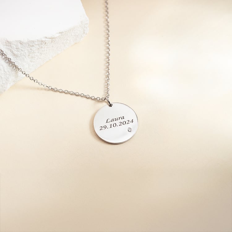 Silberanhänger mit Diamanten und individueller Gravur Cassius 150456