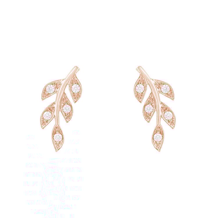 Silberne Ohrstecker in Form von Blättern mit Lab Grown Diamanten Jooa