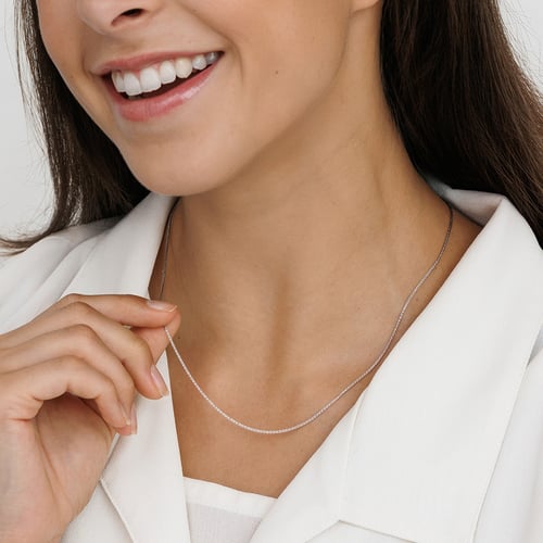 Platin Spiga-Kette 45 cm mit der Breite 1 mm