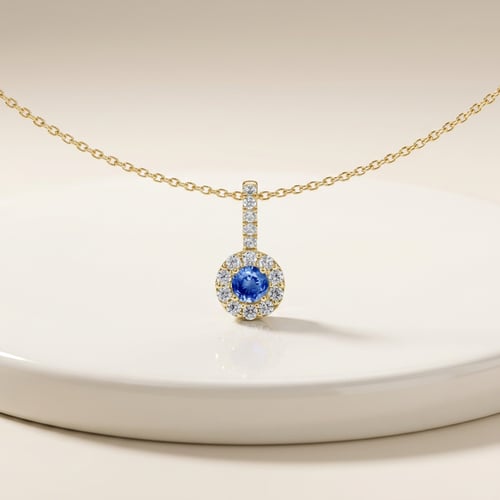 Strieborný elegante Anhänger mit blauem Saphir und Lab Grown Diamanten Harvey