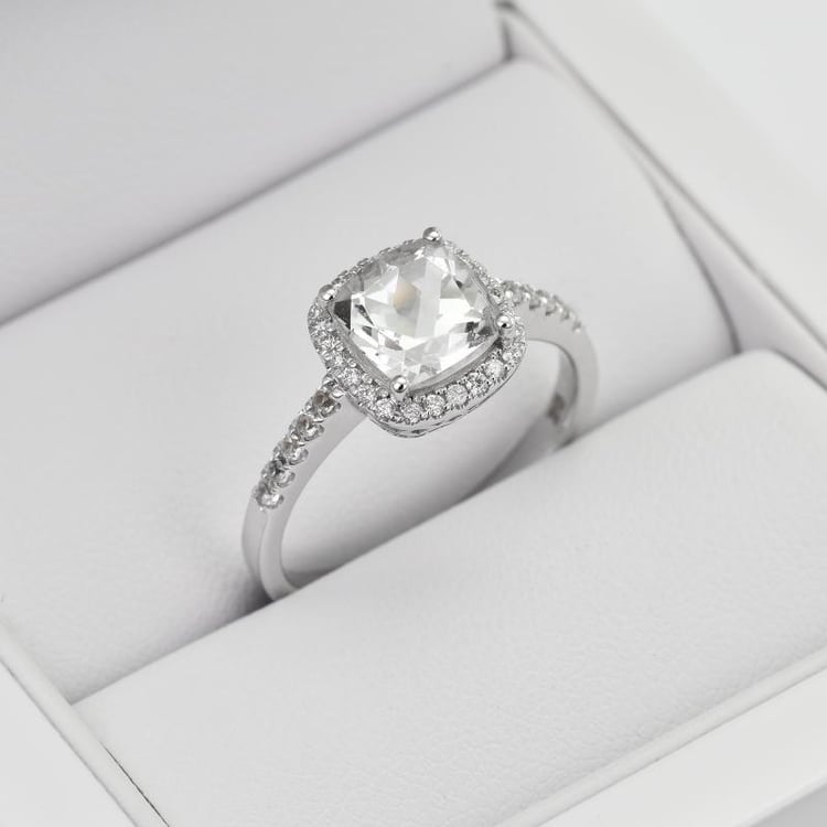 Goldener Verlobungsring mit Topas und Diamanten Azha 29492