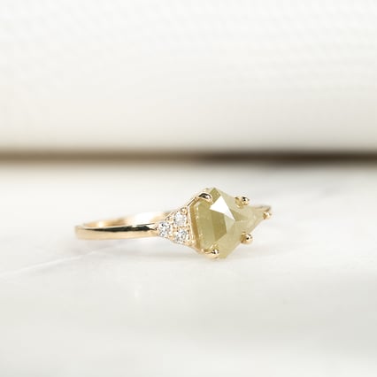 Ring mit fünfeckigem Salt and Pepper Diamant Emilija