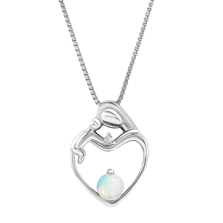 Anhänger Mutter und Kind mit weißem Opal und Diamant Ella