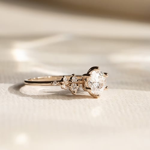 Verlobungsring us Gold in Haselnussfarbe mit Lab Grown Diamanten Olha