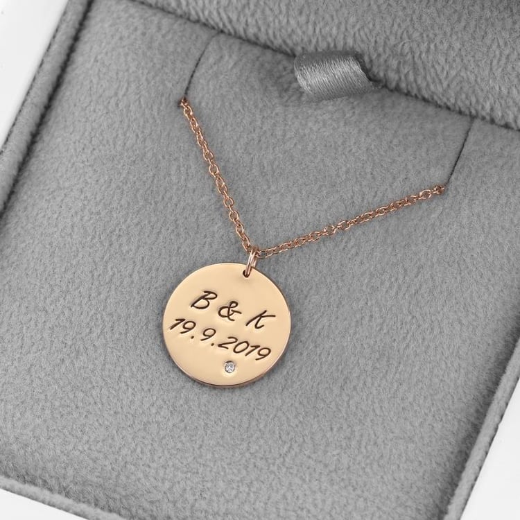 Goldanhänger mit Diamanten und individueller Gravur Cassius 33192