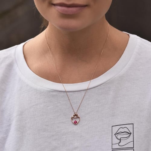 Anhänger Mutter und Kind mit rosa Turmalin und Diamant Ella