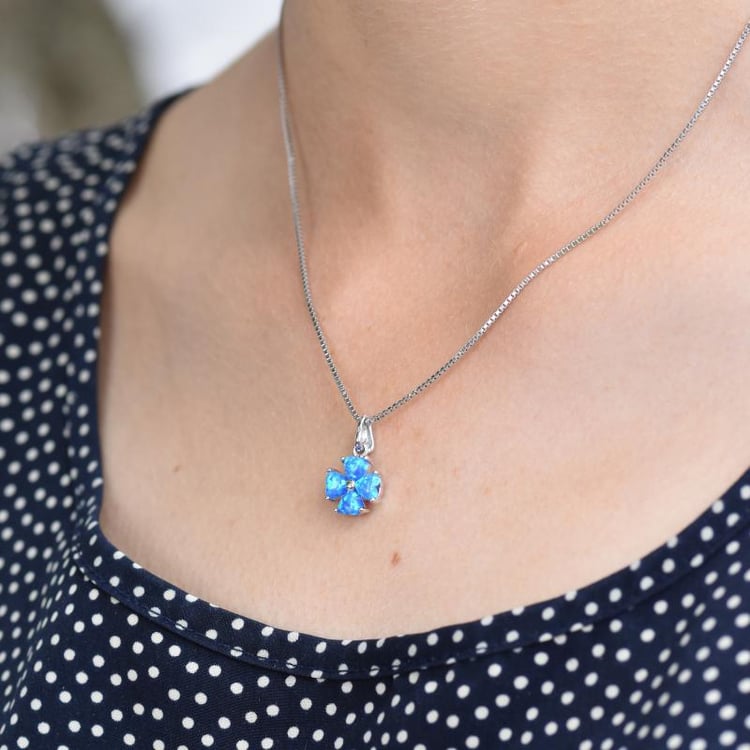 Opalvierblatt in Silberanhänger Obelia 11639