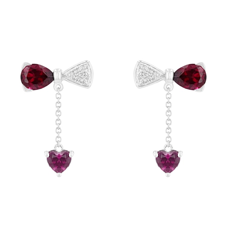Ohrringe mit Rhodolith Granaten und Diamanten Carlota