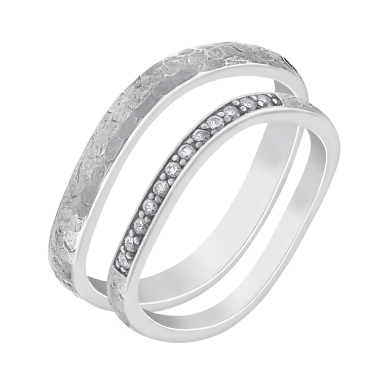 Geschmiedete Eheringe in Gold mit Diamanten Neziah