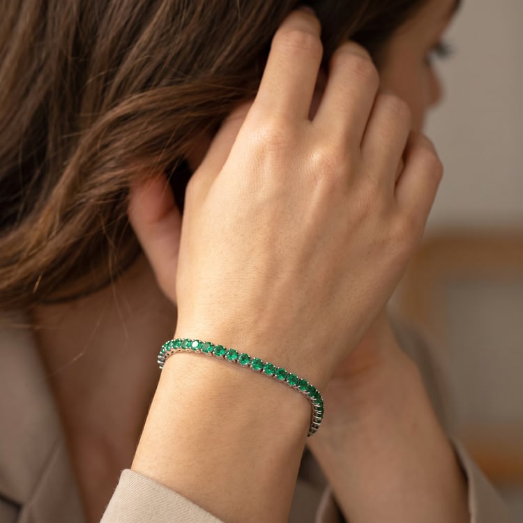 Elegantes silbernes Armband mit Smargden Rachel 166757