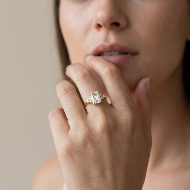 Scheidungsring mit einem Diamanten in Emerald Form Miha 165155