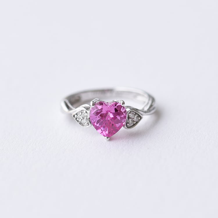Goldring mit rosa Saphir in Herzform Jaala 59146