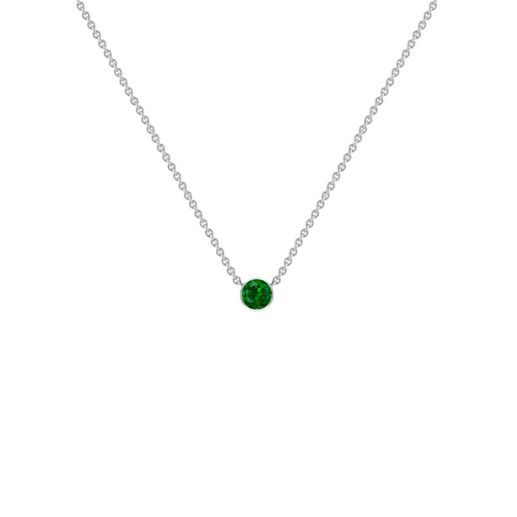 Silberne minimalistische Kette mit einem Tsavorit Granat Glosie 125571