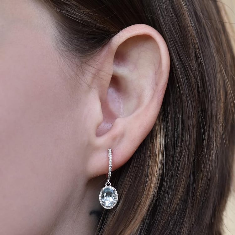 Goldene Ohrringe mit Aquamarinen und Diamanten Azura 3703