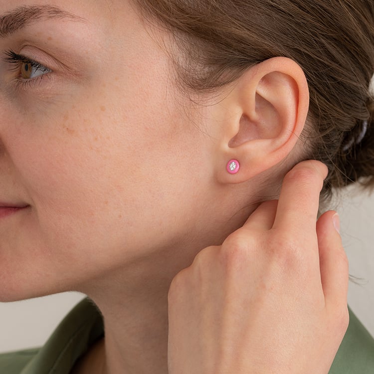 Ovale Ohrstecker aus Keramik mit Lab Grown Diamanten Ethel 122081