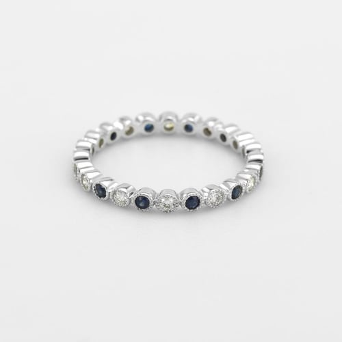 Goldener Memoryring mit Diamanten und blauen Saphiren Catalin