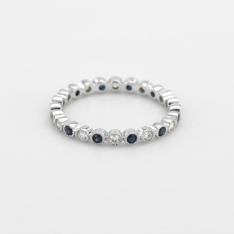 Goldener Memoryring mit Diamanten und blauen Saphiren Catalin 46297