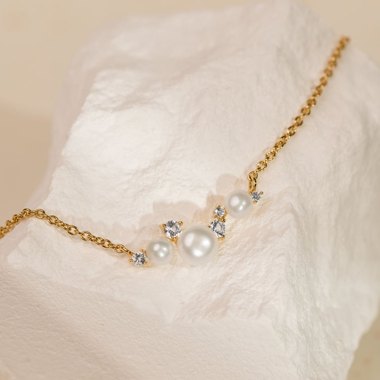 Silberner Perlenanhänger mit weißen Topasen Tahira 163951