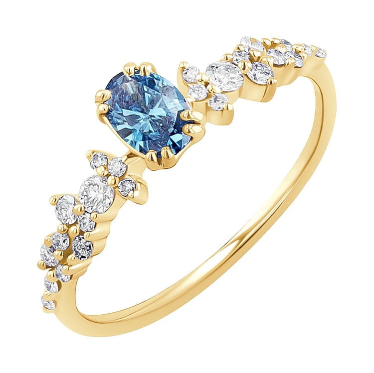 Verlobungsring mit 0.32ct IGI-zertifiziertem blauem Diamanten Mica