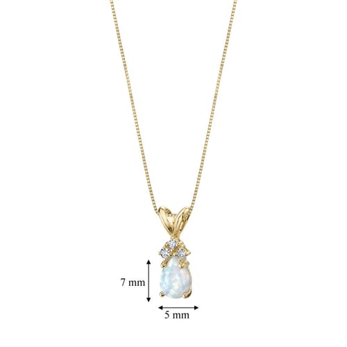 Goldener Anhänger mit weißem Pear-Opal und Diamanten Electrah