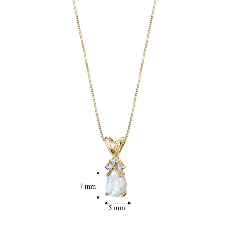 Goldener Anhänger mit weißem Pear-Opal und Diamanten Electrah 23016