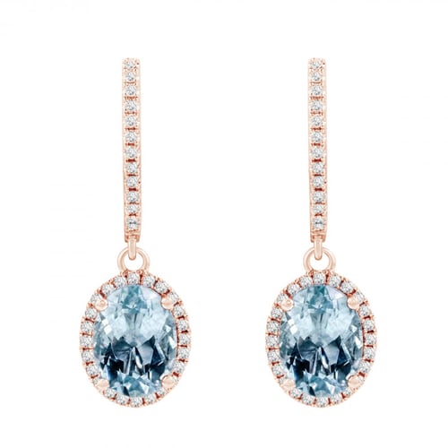 Goldene Ohrringe mit Aquamarinen und Diamanten Azura