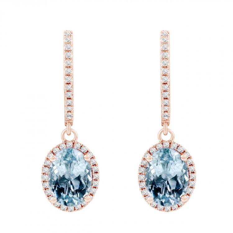 Goldene Ohrringe mit Aquamarinen und Diamanten Azura 85643