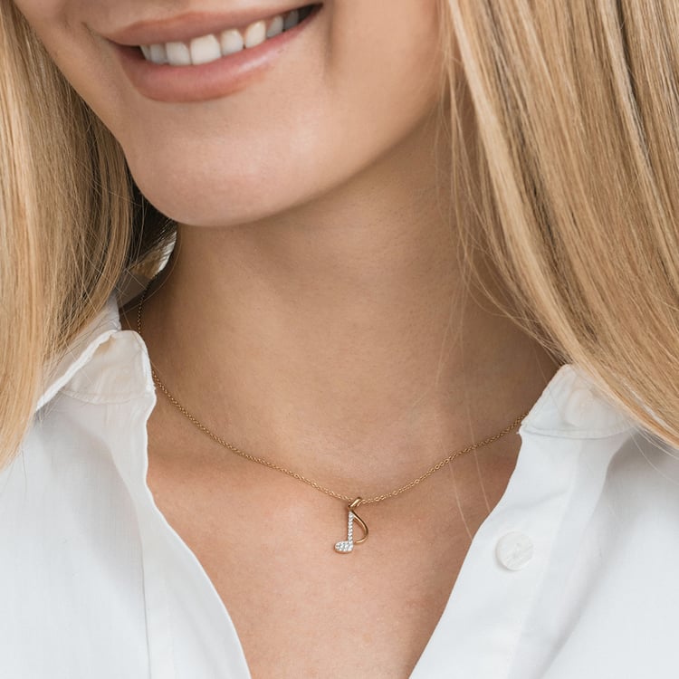 Anhänger aus Gold mit Lab Grown Diamanten in Form einer Note 163707