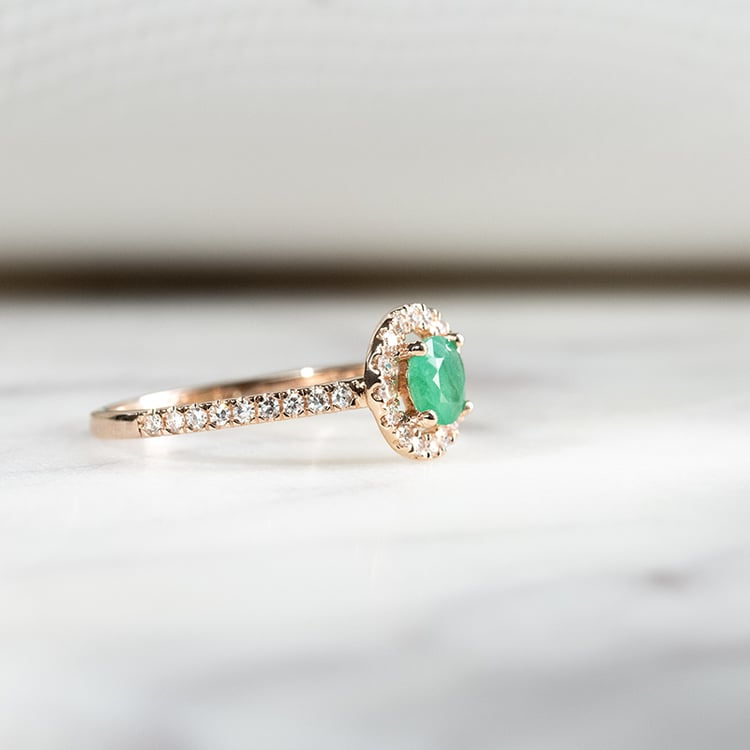 Halo Ring mit Smaragd und Lab Grown Diamanten Kerau 132473