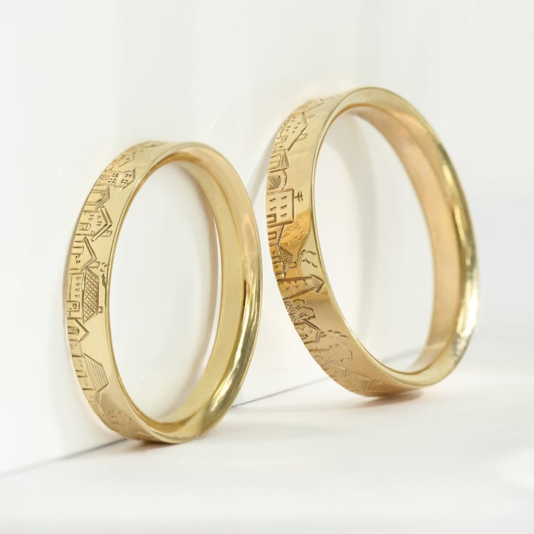 Eheringe mit gravierter Stadt Bevan 118001