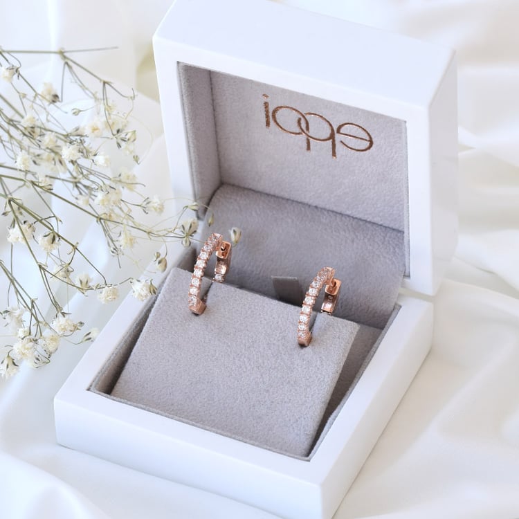 Silberne Ringohrringe mit Zirkonia Leary 80682