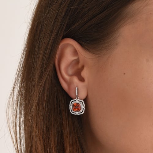 Padparadscha Saphir in silbernen Ohrringen mit Zirkonia Sanna