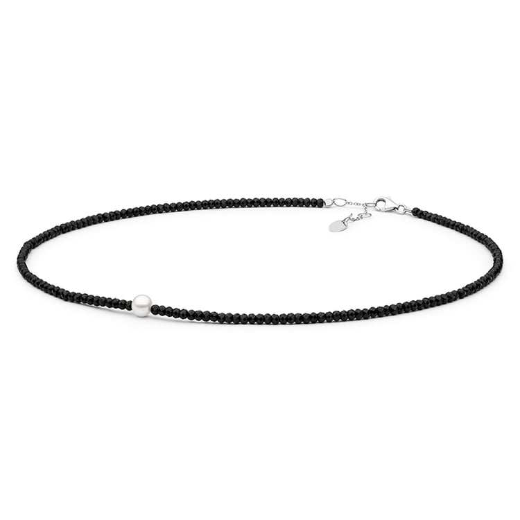 Silbernes Set mit Spinell-Perlen und einer weißen Perle Taio 108704