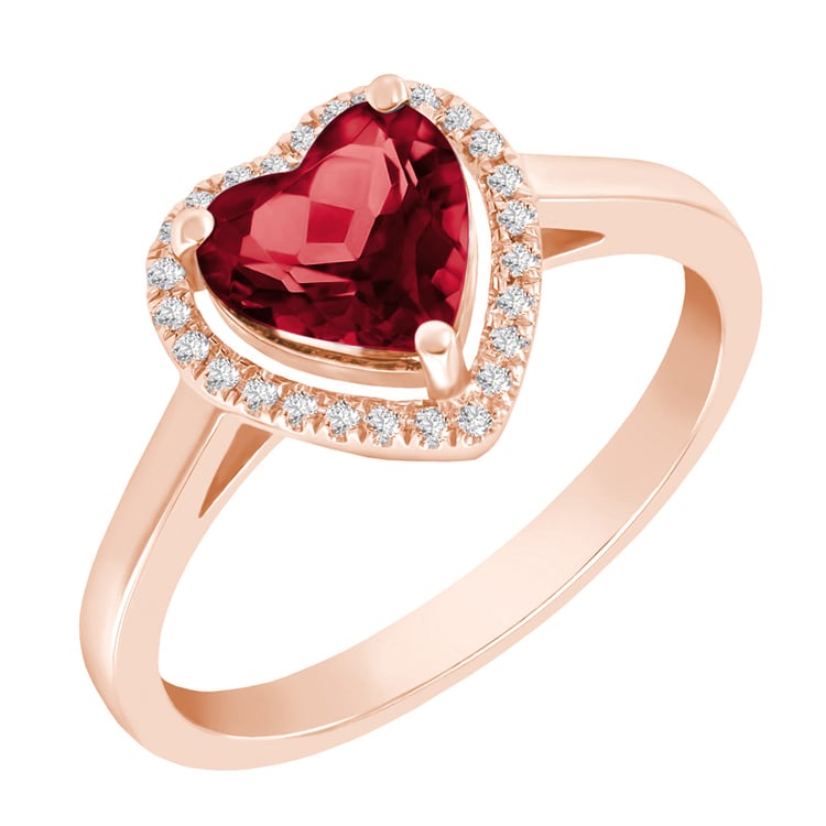 Goldring mit Granaten in Herzform und Diamanten Connelly 35459