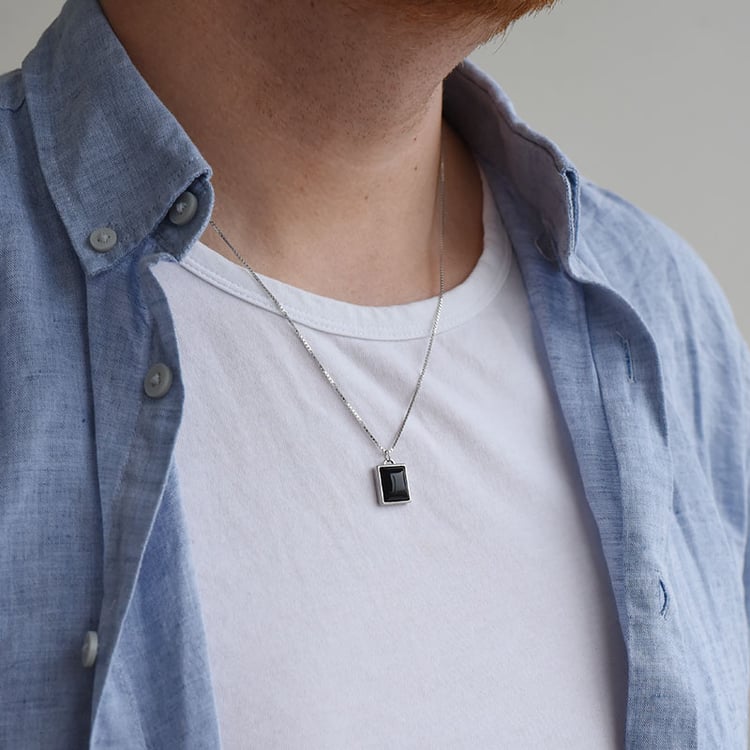 Silberner Anhänger mit Onyx für Männer Janika 91184